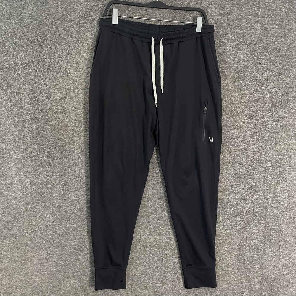 Vuori Sunday Performance Jogger Pants Mens XL Black Woven Zip Pockets Stretch
